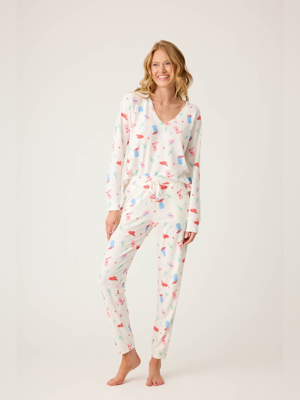 NWT PJ SALVAGE American Honey Cowboy Print Long Sleeve Top/Pants Pajama Set XL